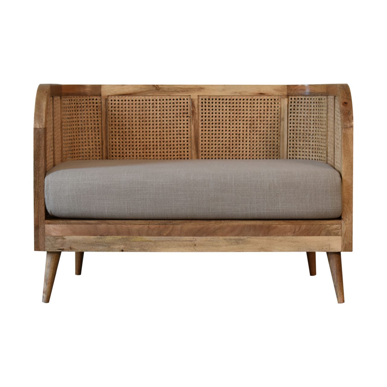 grey tweed rattan sofa