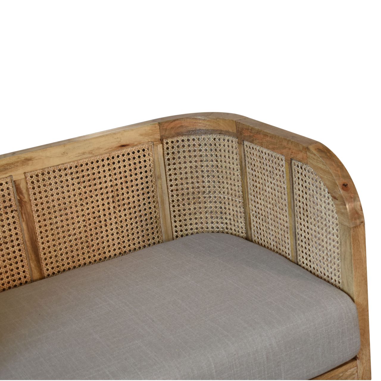 grey tweed rattan sofa