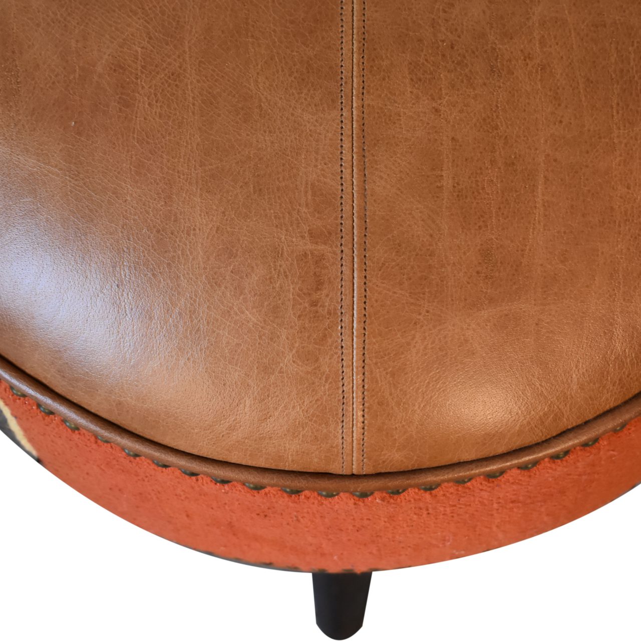 durrie leather mixed footstool