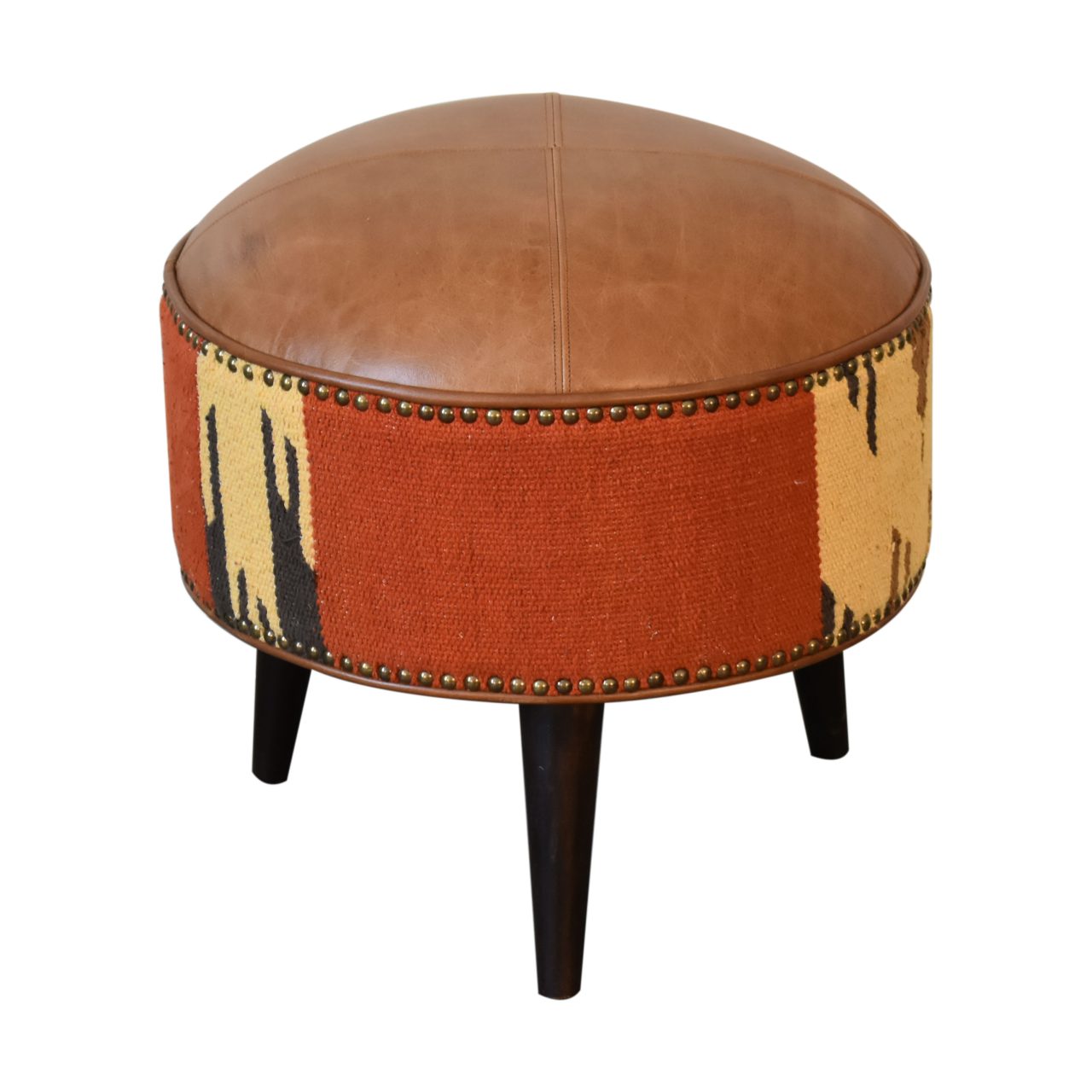durrie leather mixed footstool