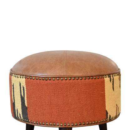 durrie leather mixed footstool