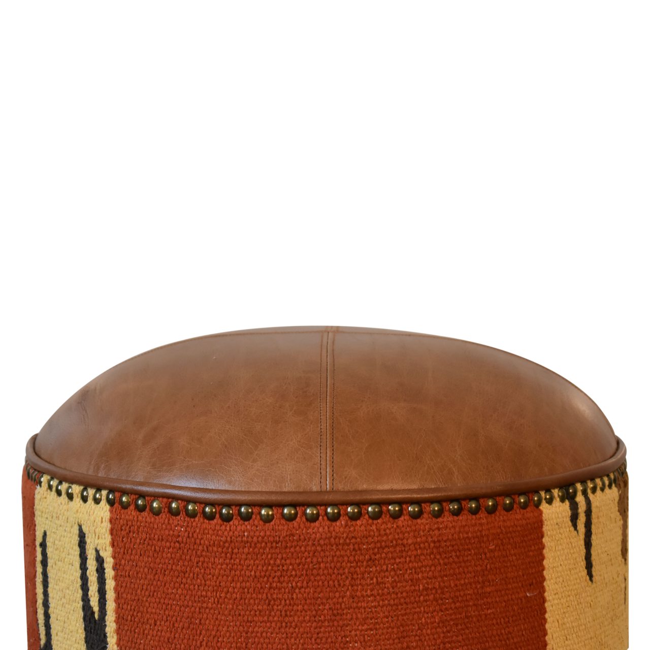 durrie leather mixed footstool