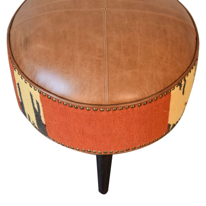 durrie leather mixed footstool