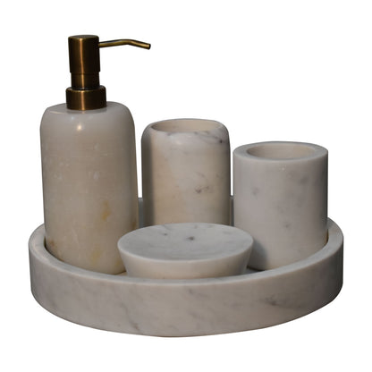 white marble bathroom set of 5