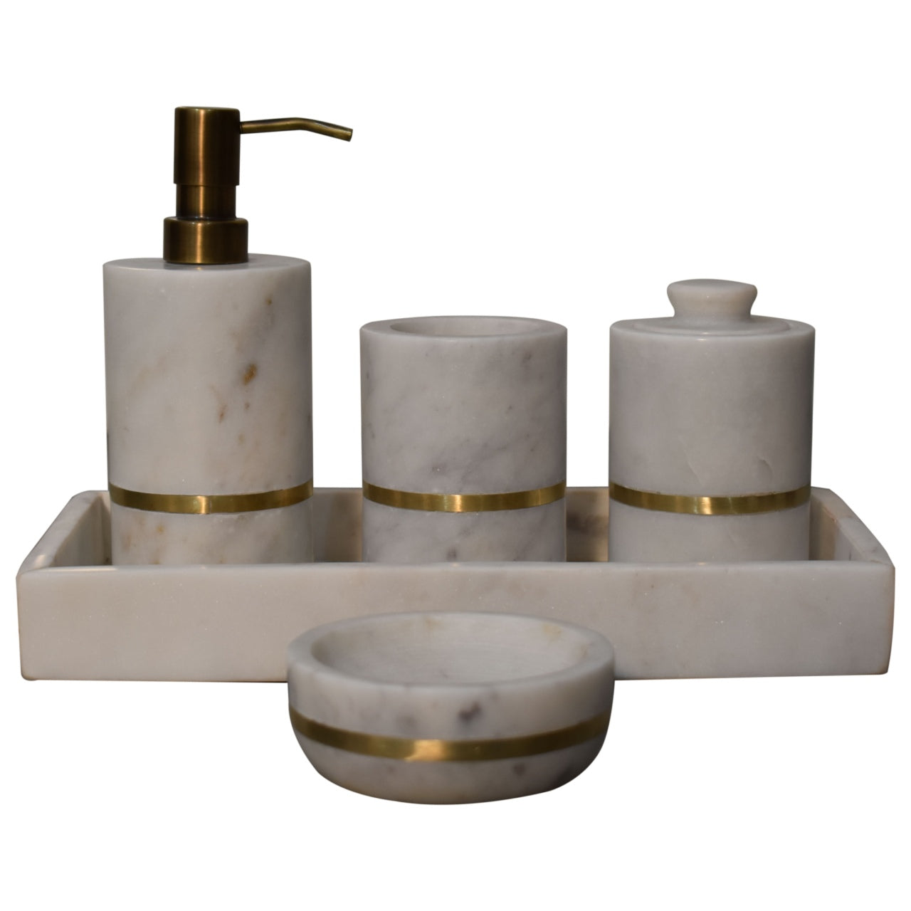 brass inlay bathroom set of 5