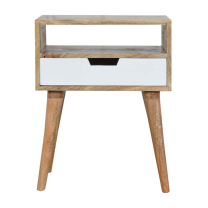Solid Wood Grey Nordic Style 1 Drawer Bedside