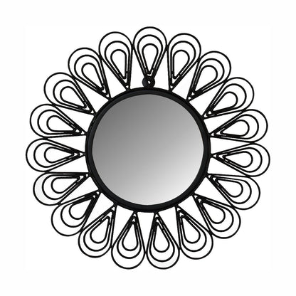black coated wired flower mirror