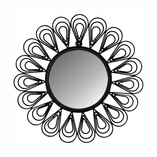 black coated wired flower mirror