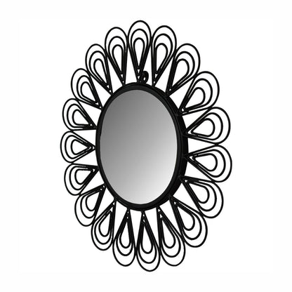 black coated wired flower mirror