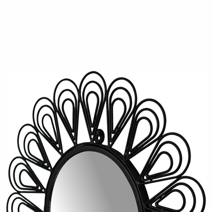 black coated wired flower mirror