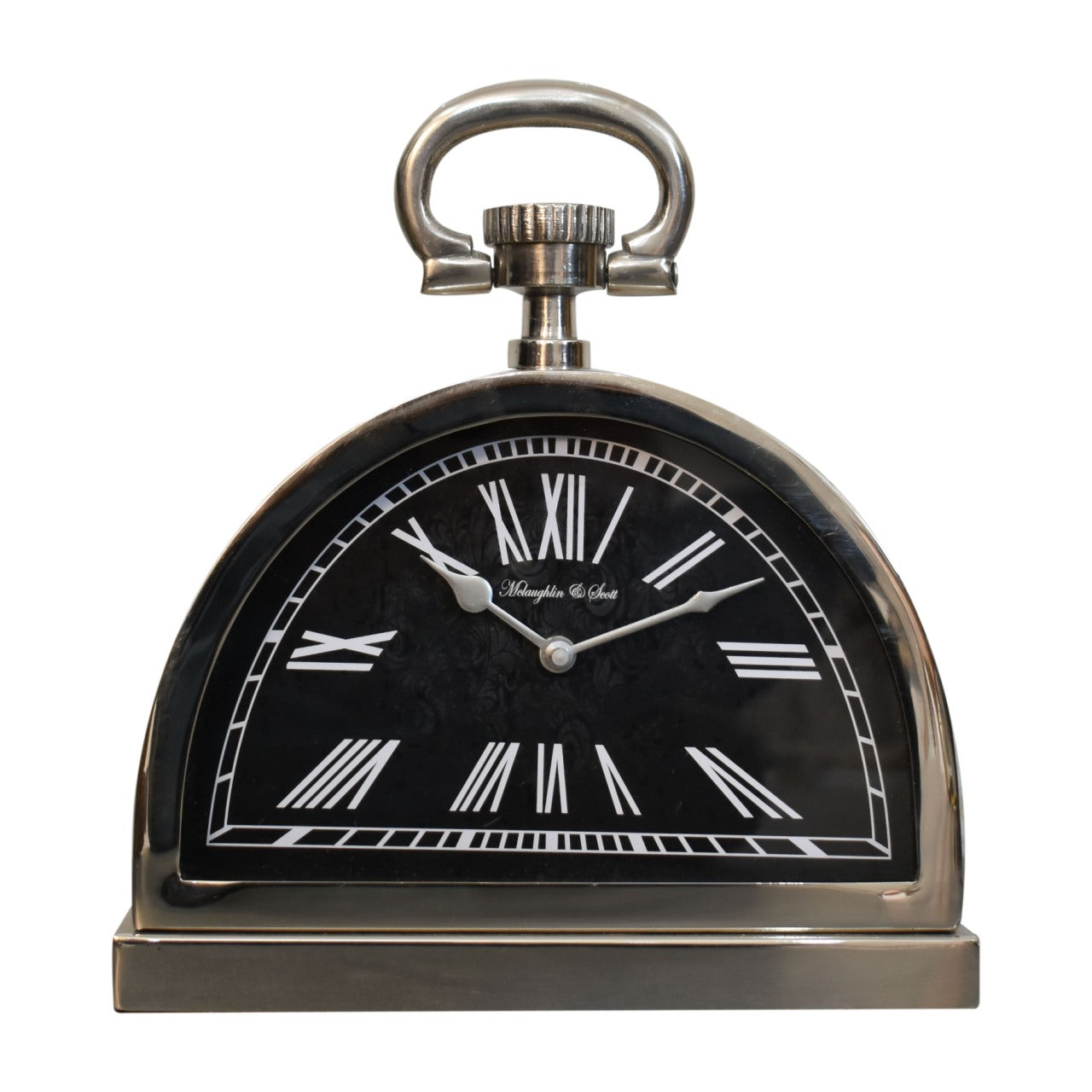 black and chrome clock