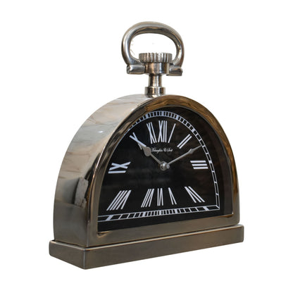black and chrome clock