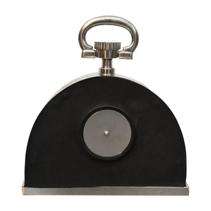 black and chrome clock