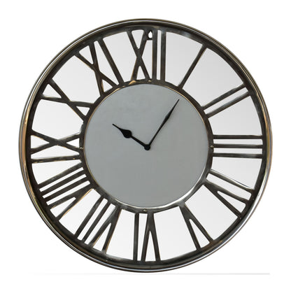 white and chrome wall clock