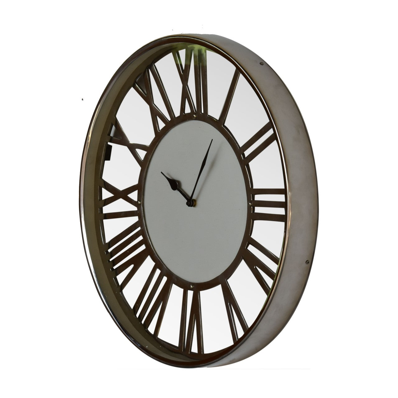 white and chrome wall clock