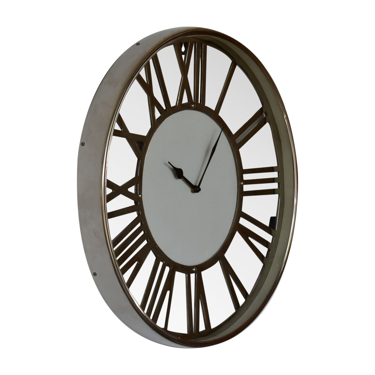 white and chrome wall clock
