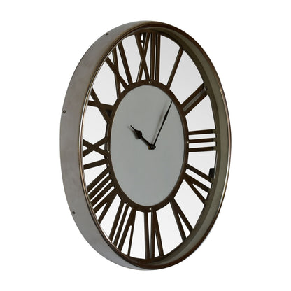 white and chrome wall clock