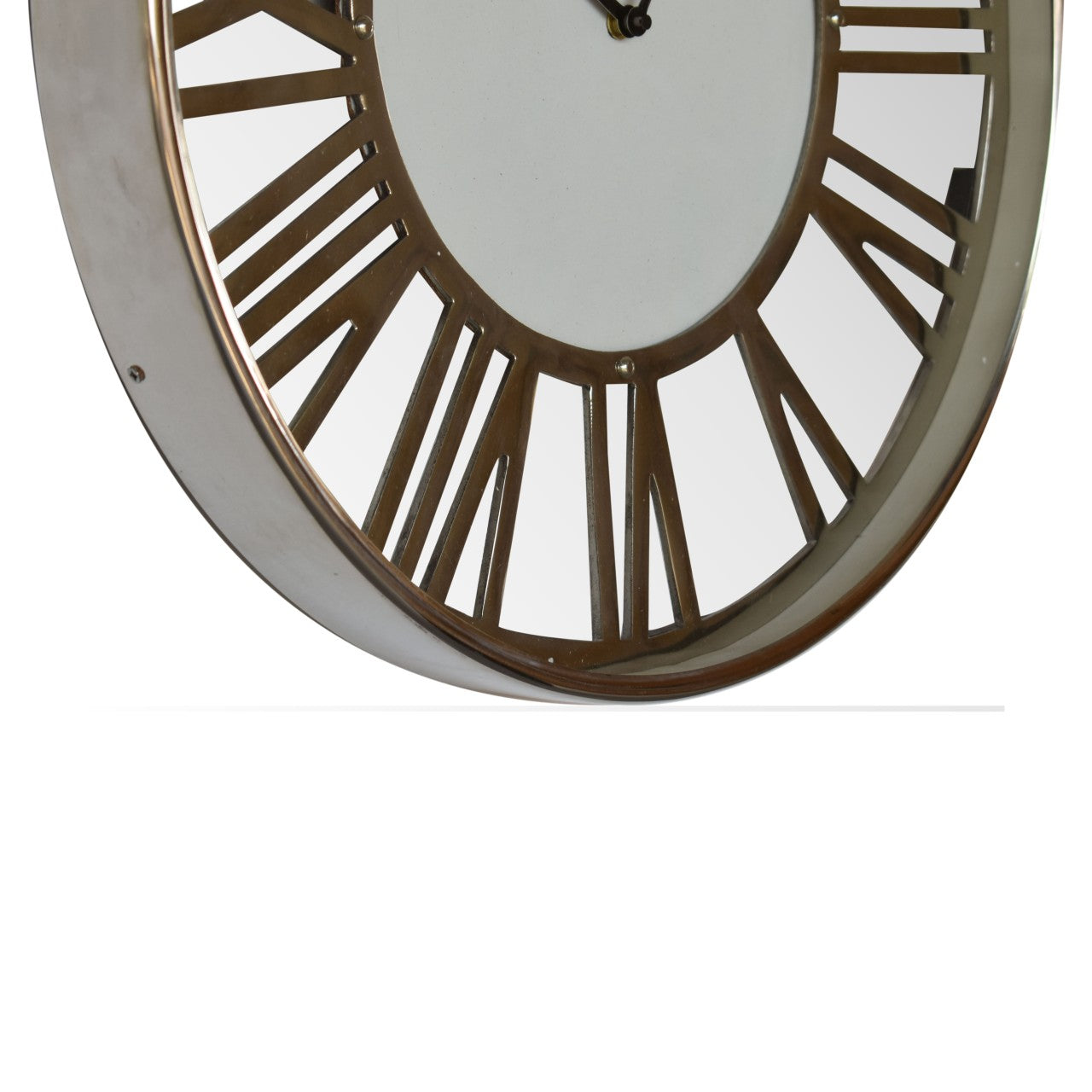 white and chrome wall clock