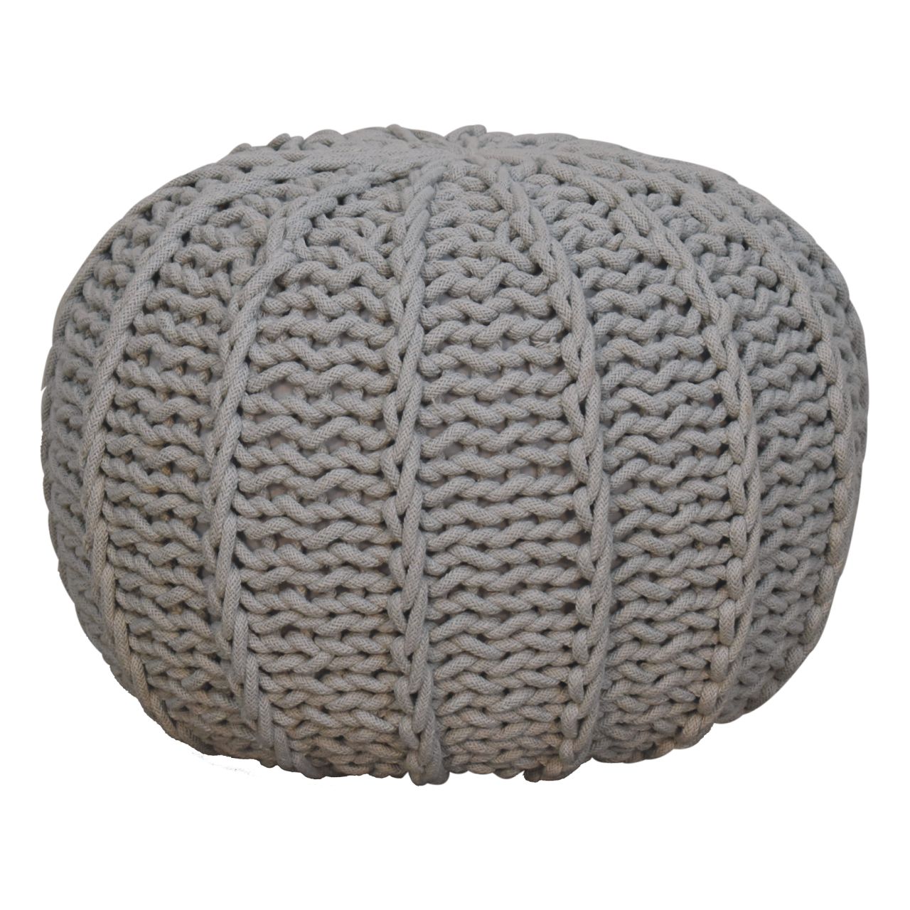 grey cable pouffe