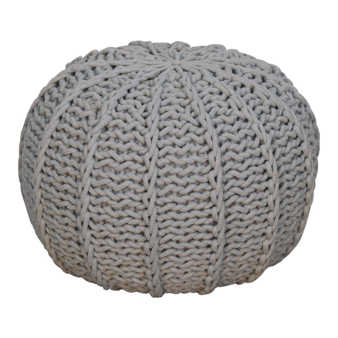grey cable pouffe