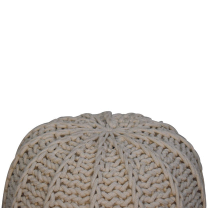 cream cable pouffe