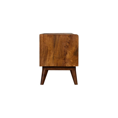 Solid Wood Nordic Chestnut Finish Storage Bench with Seat Pad