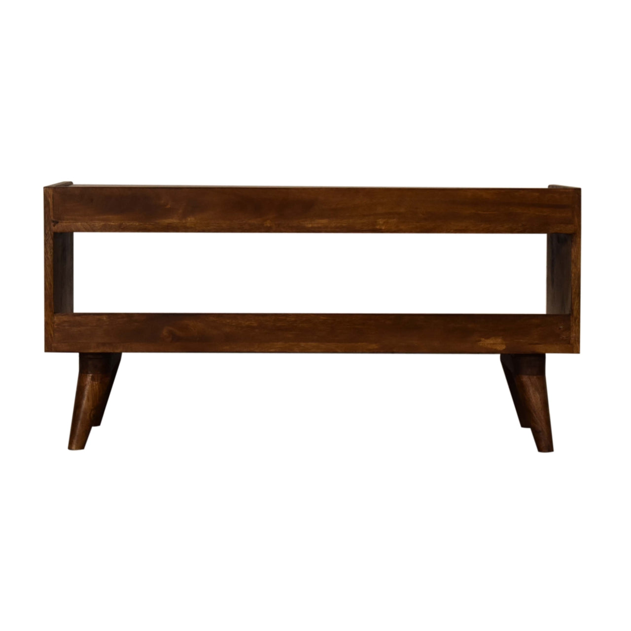 Solid Wood Nordic Chestnut Finish Storage Bench with Seat Pad