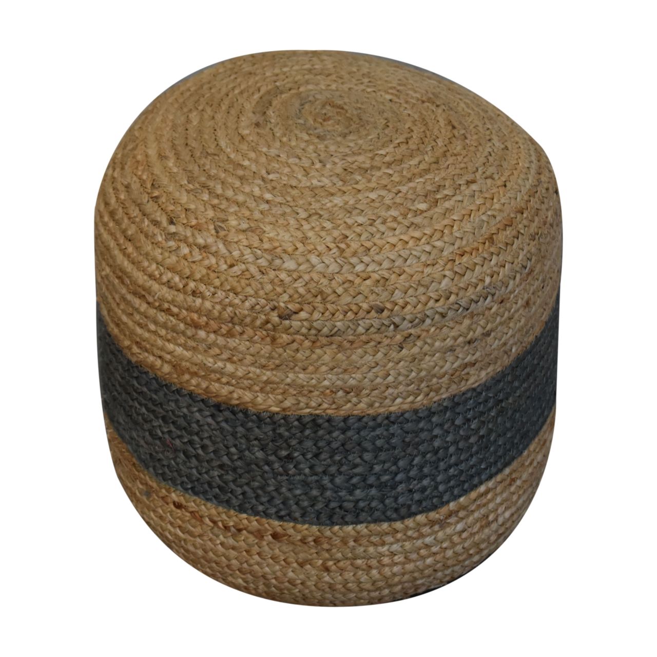 jute pouffe with green band