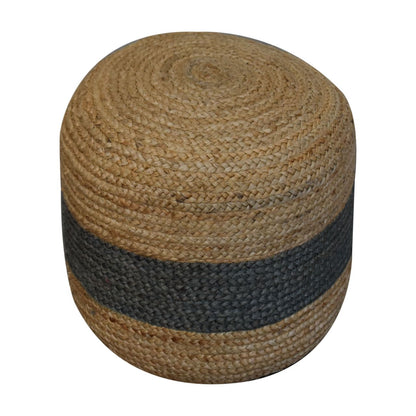 jute pouffe with green band