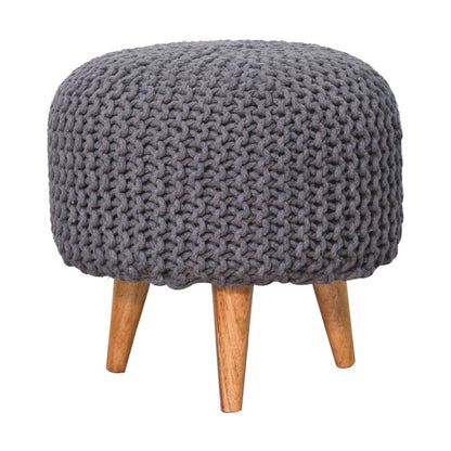 keeva grey round footstool