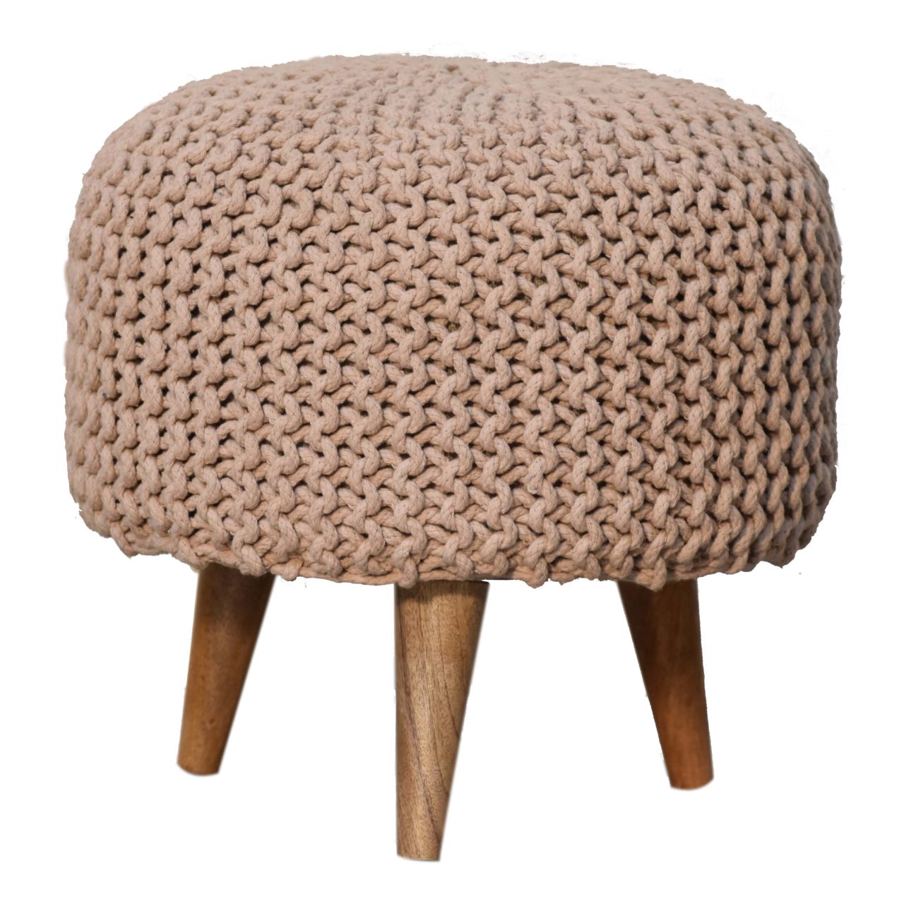 keeva beige round footstool