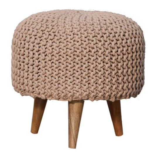 keeva beige round footstool