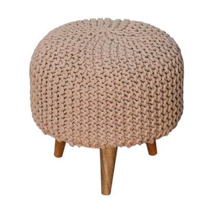 keeva beige round footstool