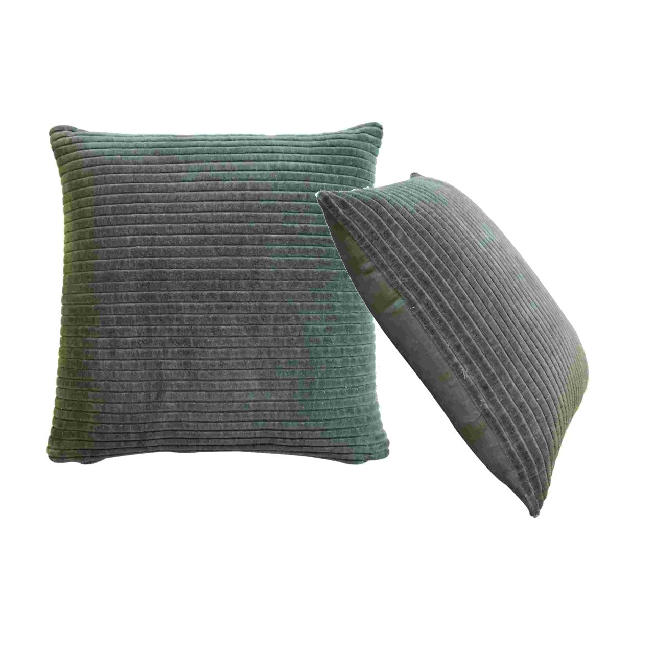 ribbed green cushion set of 2