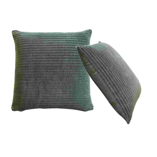 ribbed green cushion set of 2