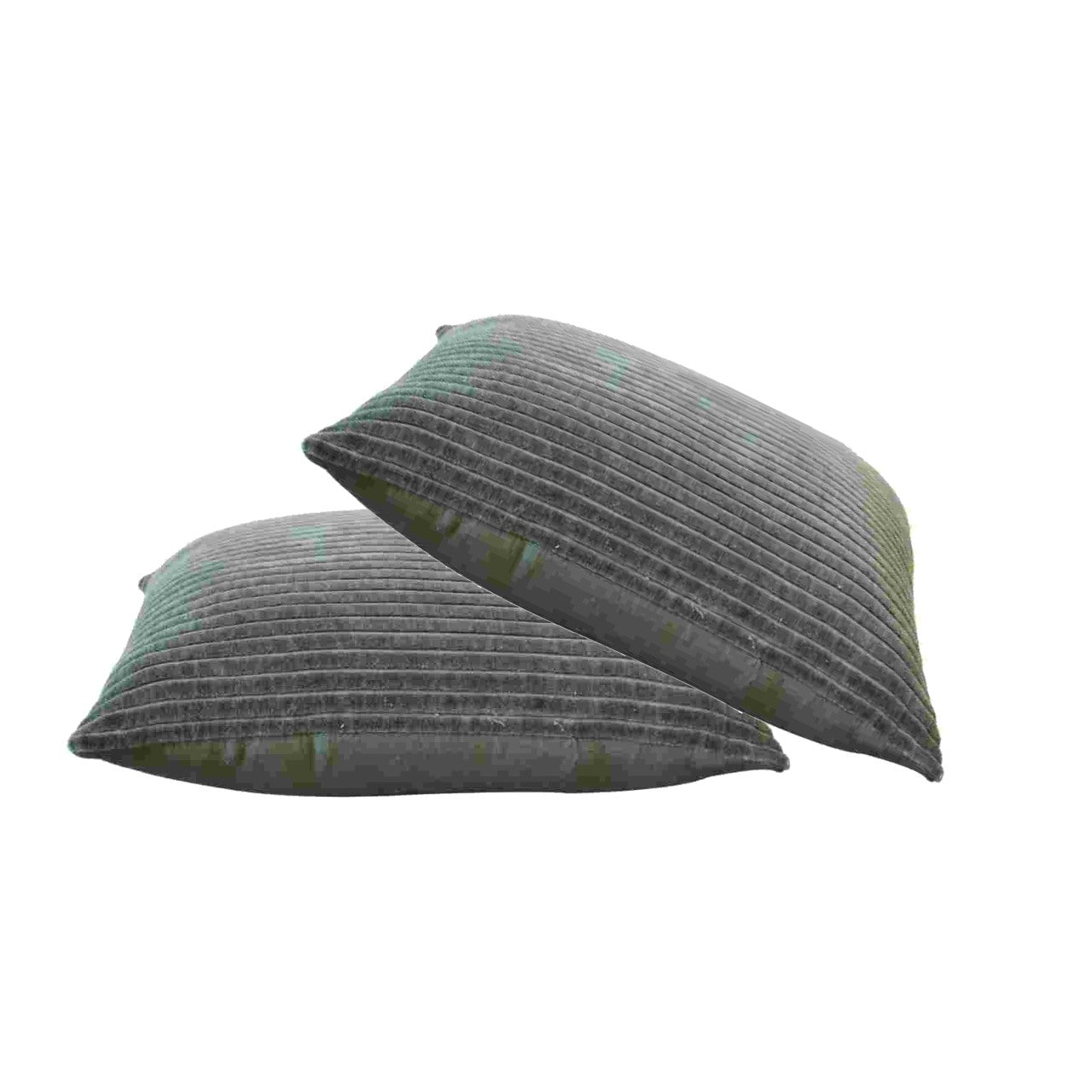 ribbed green cushion set of 2