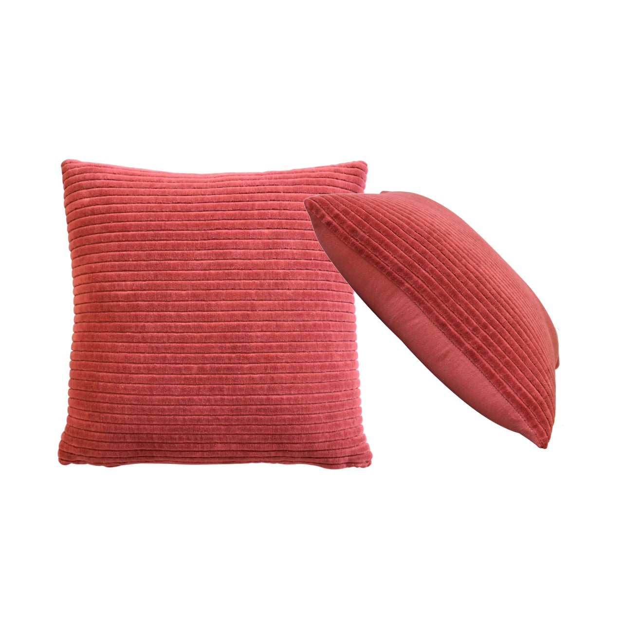 ribbed red cushion set of 2