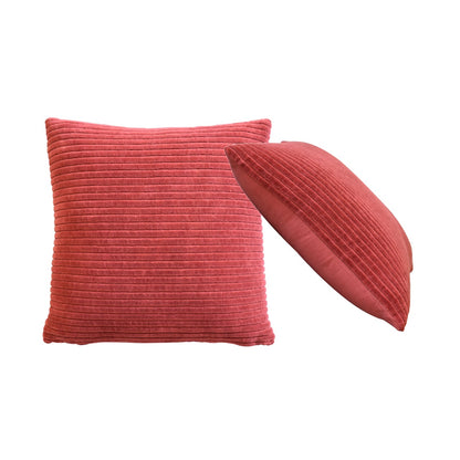 ribbed red cushion set of 2