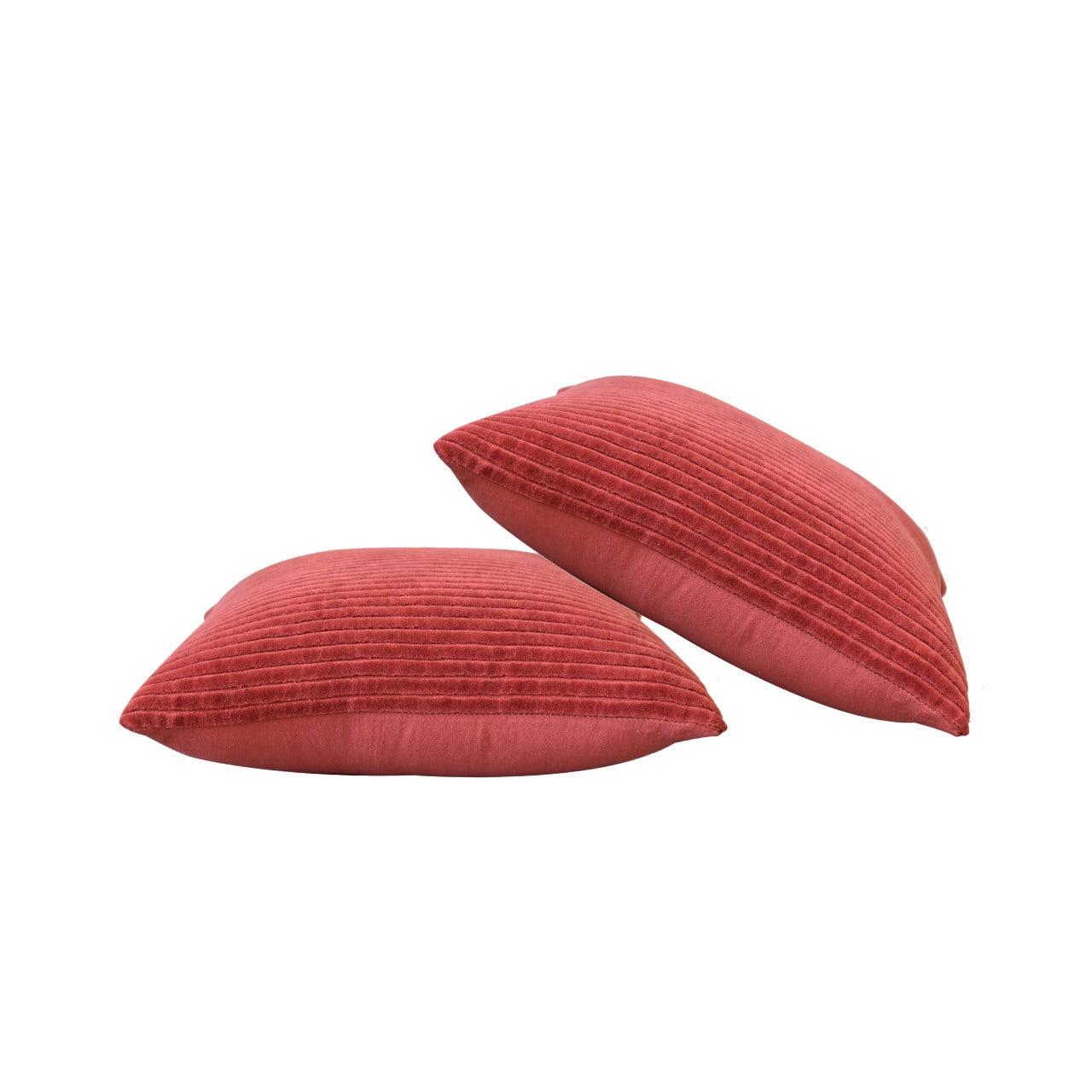 ribbed red cushion set of 2