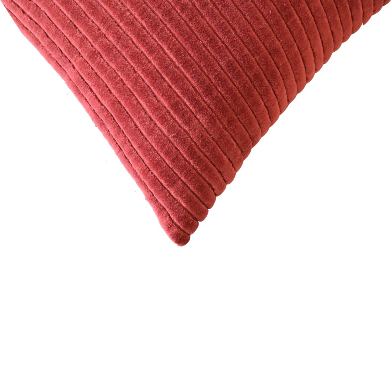 ribbed red cushion set of 2