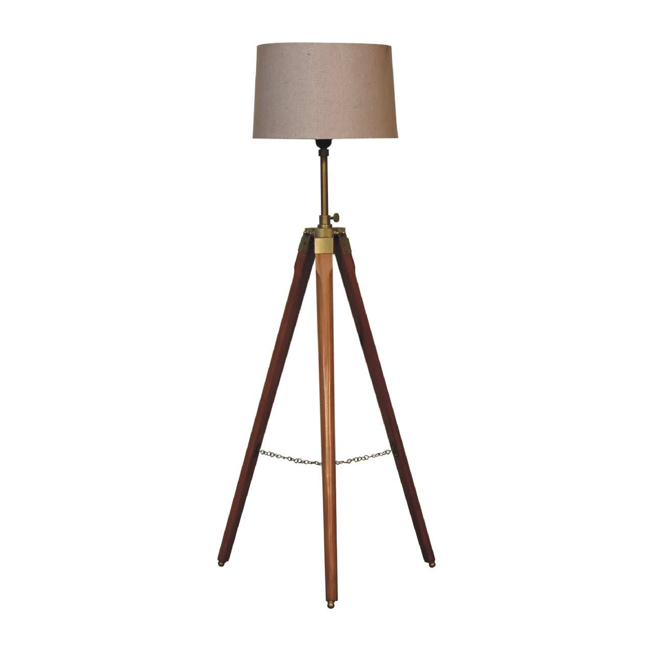 fixed brass plated tripod floor lamp