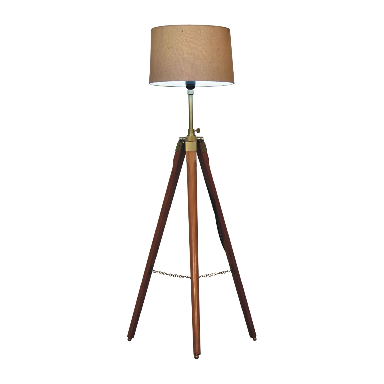 fixed brass plated tripod floor lamp