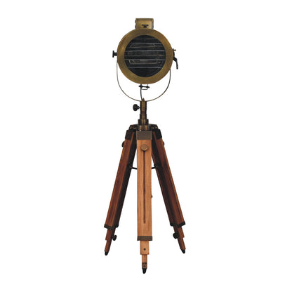 brass antique tripod fold spotlight floor lamp