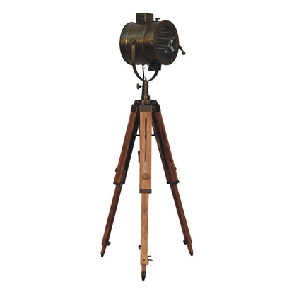 brass antique tripod fold spotlight floor lamp