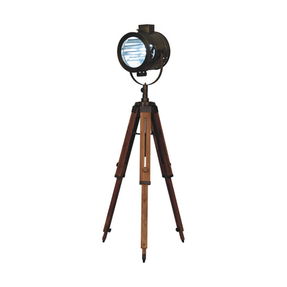 brass antique tripod fold spotlight floor lamp