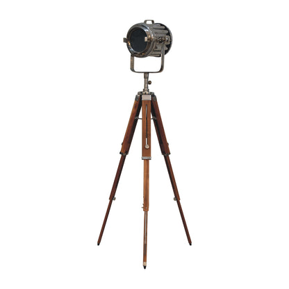 netted chrome tripod fold spotlight floor lamp