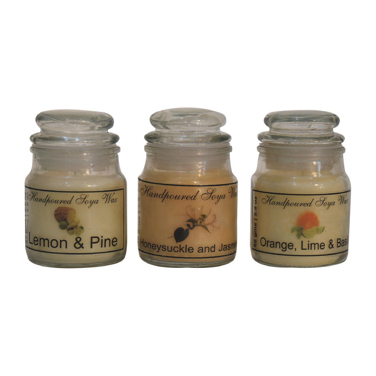 yankee candle set of 3 lemon pine honeysuckle jasmine and orange lime basil