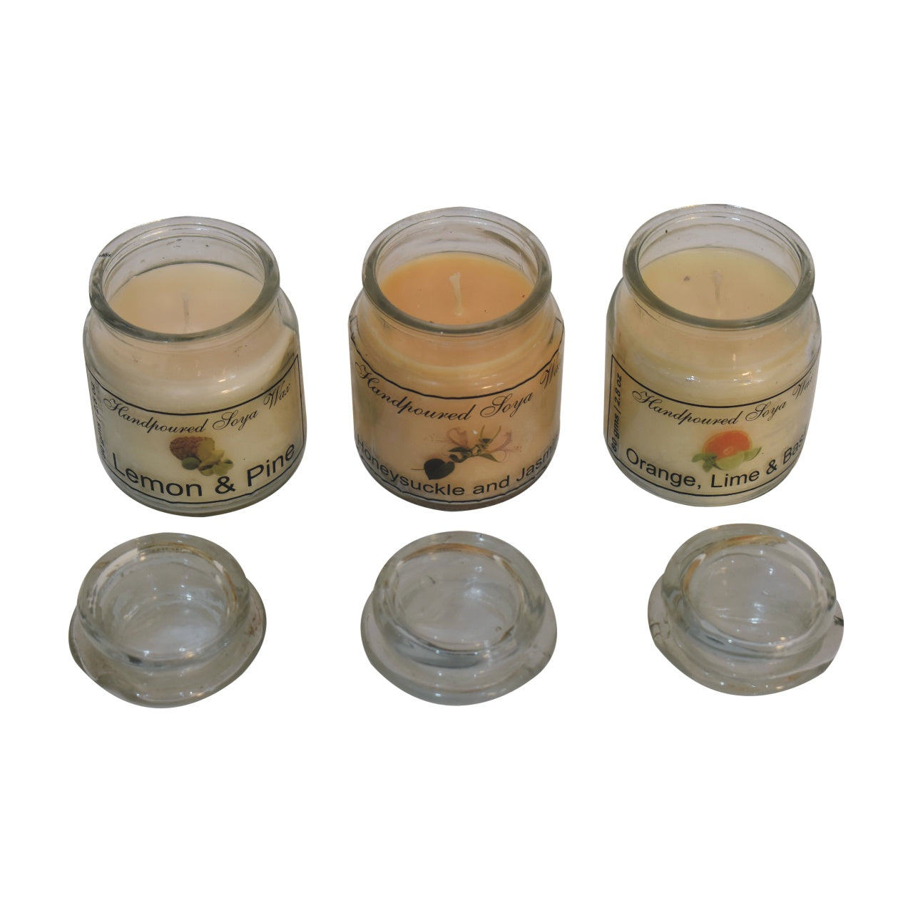 yankee candle set of 3 lemon pine honeysuckle jasmine and orange lime basil