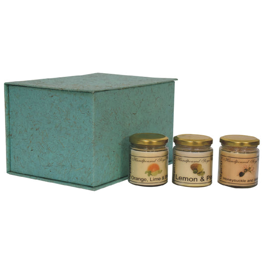 candle gift set of 3 orange lime basil lemon pine honeysuckle jasmine