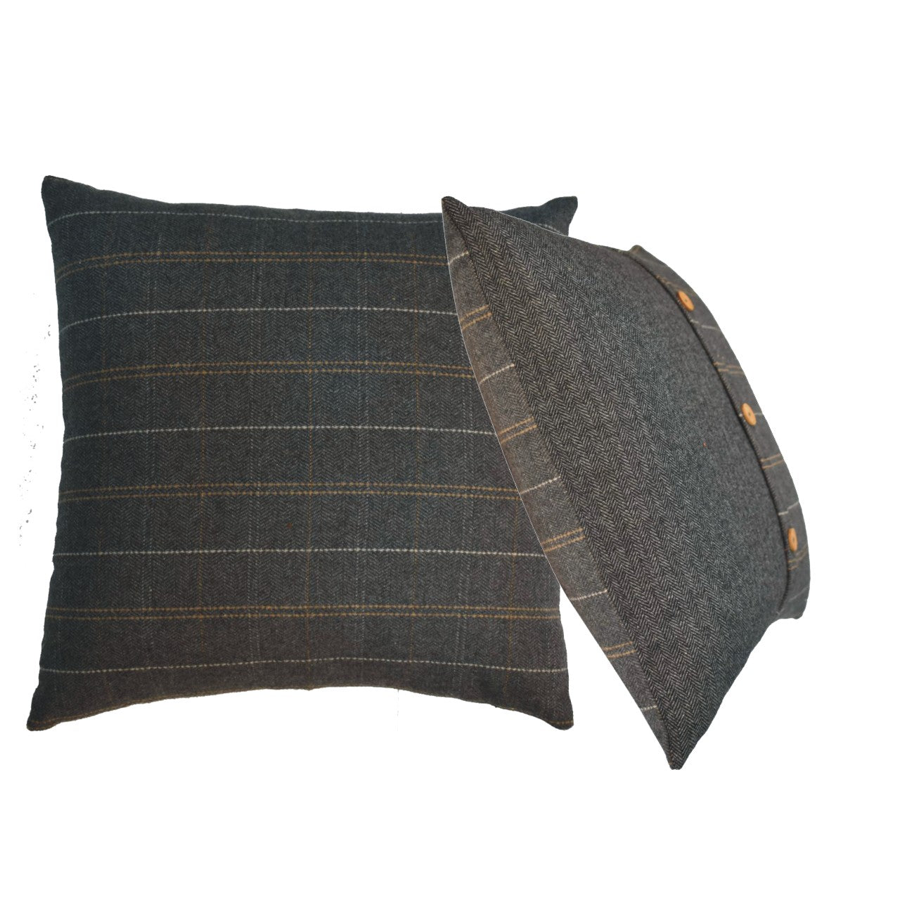 quinn cushion set of 2 pewter black tweed